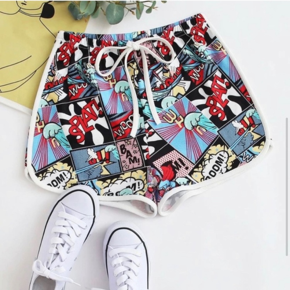 See new listing! NWT Pop art dolphin high waisted shorts front tie - Picture 4 of 6